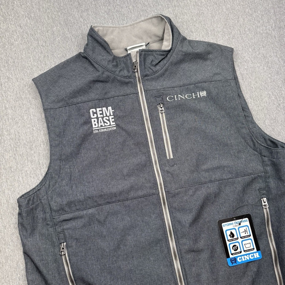 Cinch Vest Softshell Bonded Full Zip Fleece Lined Vest XL MWU1515017 *LOGO* Gray